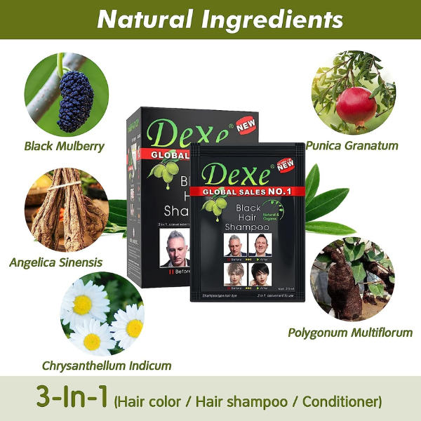Dexe Black Hair Color Shampoo
