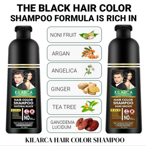 Kilarca 5 In 1 Black Hair Color Shampoo